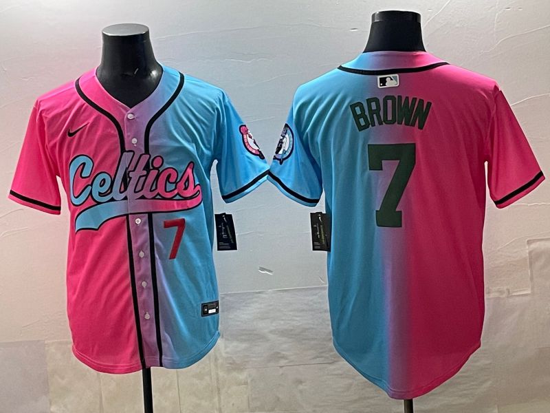 Men 2025 Boston Celtics #7 Brown Blue pink Nike NBA Jersey style 05->boston celtics->NBA Jersey